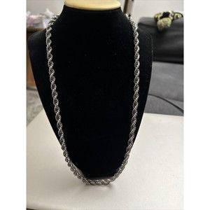whiting davis chain necklace, Silver Tone, Rope Chain 12”Drop